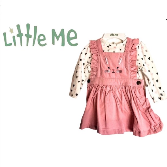 NWT Girls Long Sleeve Tee, Corduroy Overall Dress - Picture 1 of 14